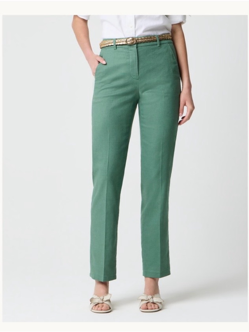 NWT J. Crew Kallie Linen blend Lampost Green Pants